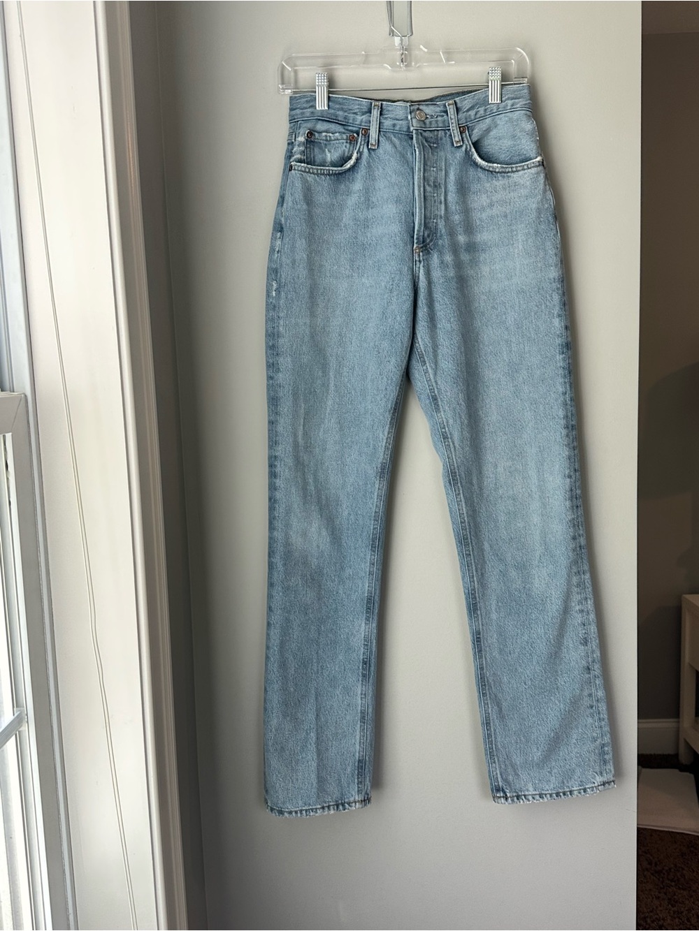 Agolde Lana Straight Leg Jean- Light Blue Wash Size 25 - Picture 4 of 15